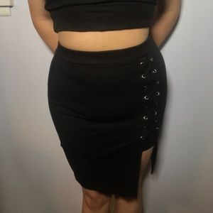 Black skirt with lacing detail